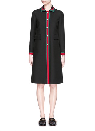 首图 - 点击放大 - GUCCI - 罗纹丝带饰边绉绸大衣