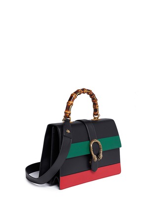模特儿示范图 - 点击放大 - GUCCI - DIONYSUS拼色条纹真皮竹柄手提包
