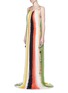模特示范图 - 点击放大 - CHLOÉ - 彩虹拼色吊带百褶真丝连衣裙