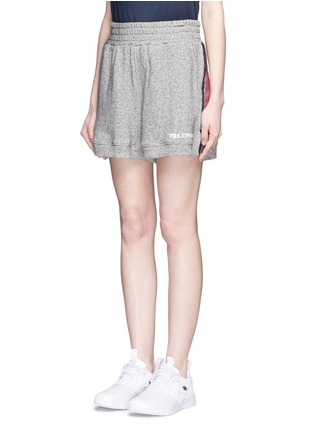 正面 - 点击放大 - THE UPSIDE - 品牌标志及拼色条纹装饰混棉短裤