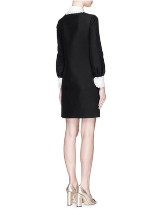 背面 - 点击放大 - GUCCI - 荷叶边翻领拼色连衣裙