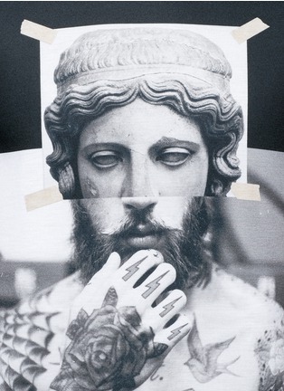 细节 - 点击放大 - NEIL BARRETT - 雕塑拼接人像印花拉链卫衣