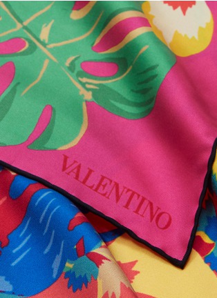 细节 - 点击放大 - VALENTINO GARAVANI - Valentino Garavani热带主题印花真丝斜纹围巾