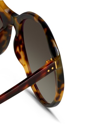 细节 - 点击放大 - LINDA FARROW - 玳瑁纹圆边Wayfarer太阳眼镜