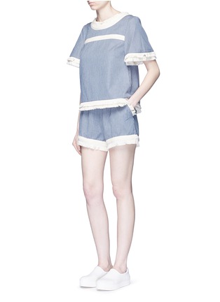 模特儿示范图 - 点击放大 - NICHOLAS - 编织流苏条纹纯棉上衣