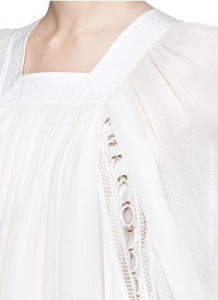 细节 - 点击放大 - CHLOÉ - Ladder stitch embroidery silk gauze blouse