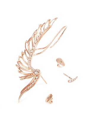 细节 - 点击放大 - CRISTINAORTIZ - Diamond 9k rose gold mismatched wing ear cuff