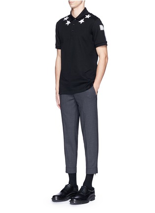 模特示范图 - 点击放大 - GIVENCHY - 五角星数字图案纯棉POLO衫