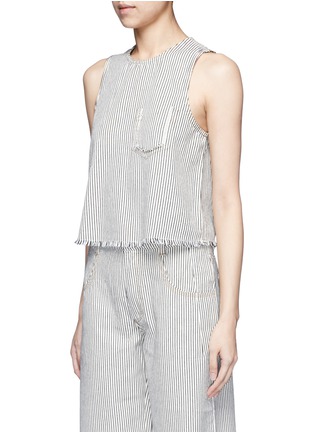 正面 -点击放大 - T BY ALEXANDER WANG - 条纹须边纯棉背心