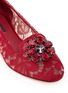 细节 - 点击放大 - DOLCE & GABBANA - 仿水晶花卉蕾丝平底鞋