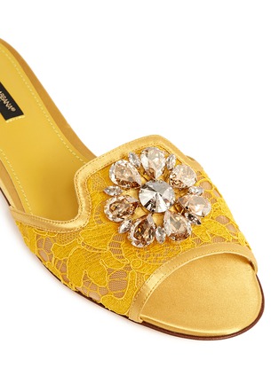 细节 - 点击放大 - DOLCE & GABBANA - 施华洛世奇仿水晶装饰蕾丝平底凉拖