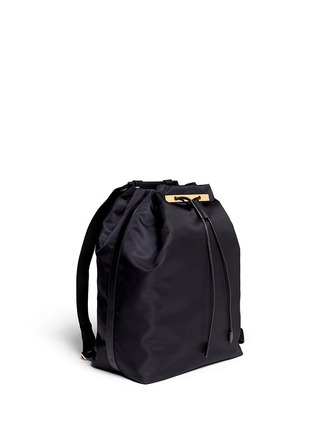 模特儿示范图 - 点击放大 - THE ROW - Leather trim nylon drawstring backpack