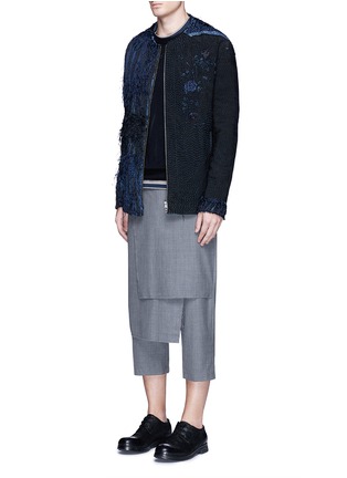 模特儿示范图 - 点击放大 - BY WALID - 叠搭式布块拼接羊毛八分裤