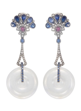 首图 - 点击放大 - SAMUEL KUNG - Diamond gemstone jade 18k gold drop earrings