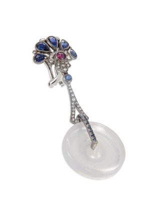模特儿示范图 - 点击放大 - SAMUEL KUNG - Diamond gemstone jade 18k gold drop earrings