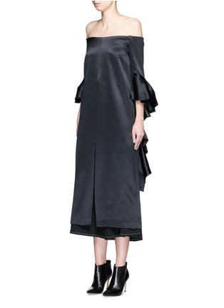 模特示范图 - 点击放大 - ELLERY - STANLEY荷叶边露肩长上衣