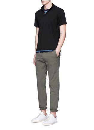 模特儿示范图 - 点击放大 - SCOTCH & SODA - 单色珠地布POLO衫