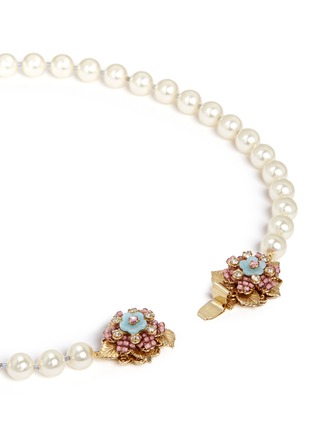 细节 - 点击放大 - MIRIAM HASKELL - 花朵插扣玻璃珍珠项链