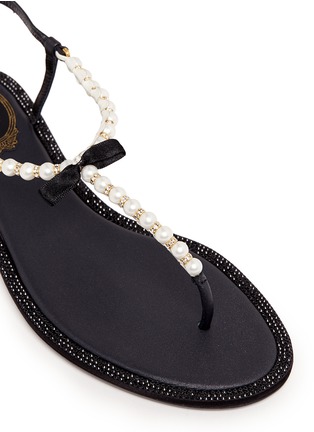 细节 - 点击放大 - RENÉ CAOVILLA - Strass border faux pearl T-strap sandals