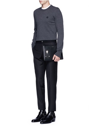 模特儿示范图 - 点击放大 - DOLCE & GABBANA - 中号拼贴缀饰纹理牛皮手包