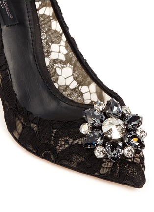 细节 - 点击放大 - DOLCE & GABBANA - 施华洛世奇仿水晶装饰蕾丝高跟鞋