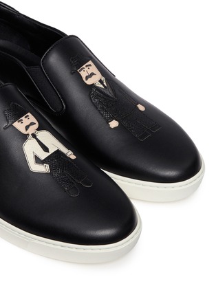 细节 - 点击放大 - DOLCE & GABBANA - London拼贴缀饰牛皮厚底便鞋