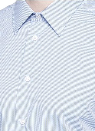 细节 - 点击放大 - ARMANI COLLEZIONI - 格纹拼条纹纯棉衬衫