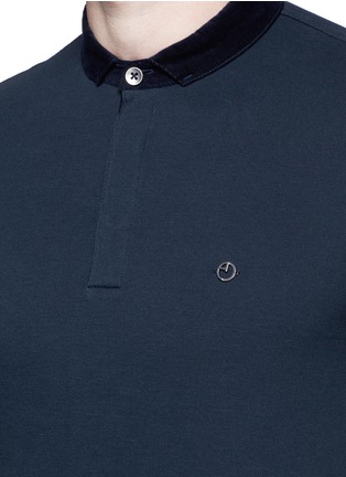 细节 - 点击放大 - ARMANI COLLEZIONI - 灯芯绒拼接棉质polo衫