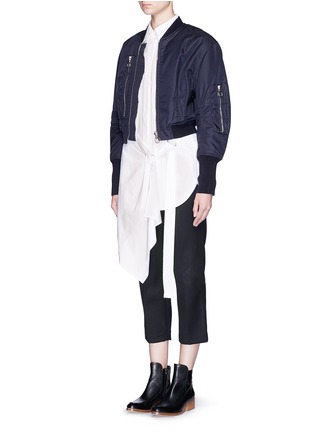 模特儿示范图 - 点击放大 - 3.1 PHILLIP LIM - 裙摆式层次拼贴混棉衬衫