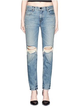 细节 - 点击放大 - T BY ALEXANDER WANG - 补丁磨破水洗纯棉牛仔裤