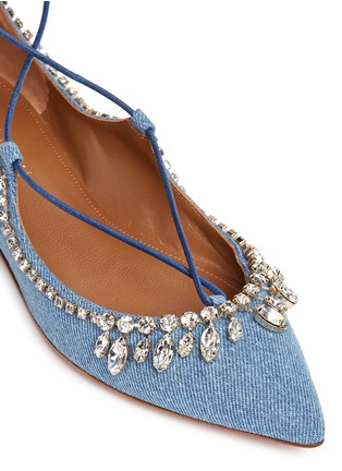细节 - 点击放大 - AQUAZZURA - CHRISTY仿水晶系带平底鞋