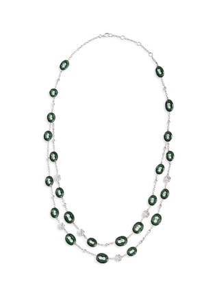 首图 - 点击放大 - SAMUEL KUNG - Diamond jade 18k gold hoop station necklace