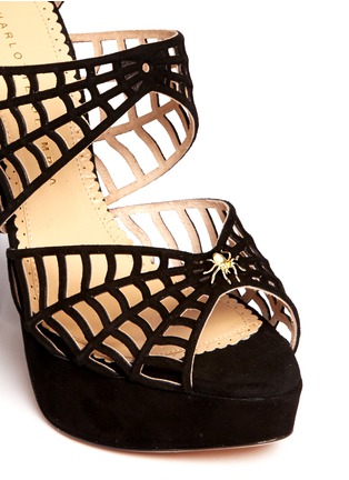 细节 - 点击放大 - CHARLOTTE OLYMPIA - CAUGHT IN CHARLOTTE'S WEB蜘蛛网麂皮高跟鞋