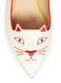 细节 - 点击放大 - CHARLOTTE OLYMPIA - Mid-Century Kitty猫脸刺绣牛皮平底鞋
