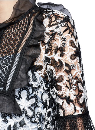 细节 - 点击放大 - SELF-PORTRAIT - 镂空编织花卉蕾丝拼接连衣裙