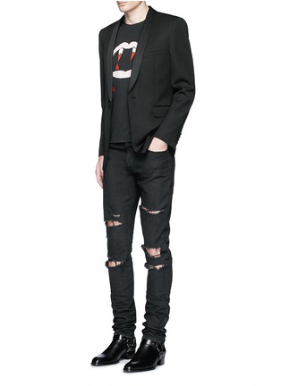 模特儿示范图 - 点击放大 - SAINT LAURENT - 嘴唇图案纯棉T恤