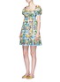 模特示范图 - 点击放大 - DOLCE & GABBANA - 彩色花卉印花纯棉连衣裙