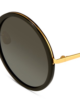 细节 - 点击放大 - LINDA FARROW - oversize板材金属圆框太阳眼镜