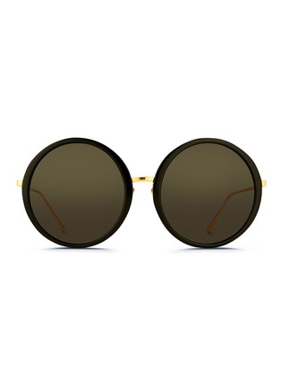 首图 - 点击放大 - LINDA FARROW - oversize板材金属圆框太阳眼镜