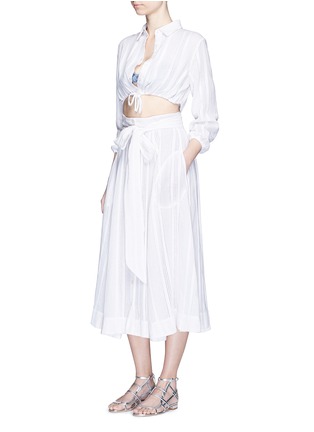 模特示范图 - 点击放大 - LISA MARIE FERNANDEZ - 竖纹棉混亚麻沙滩裙