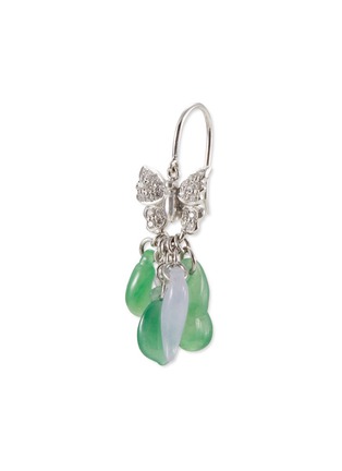 模特儿示范图 - 点击放大 - SAMUEL KUNG - Diamond jade 18k white gold butterfly drop earrings