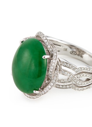 细节 - 点击放大 - SAMUEL KUNG - 'Cab' diamond jade 18k white gold ring