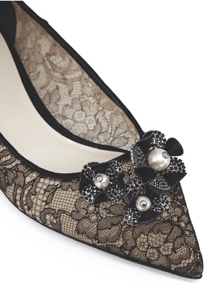 细节 - 点击放大 - RENÉ CAOVILLA - 花卉造型装饰蕾丝尖头平底鞋