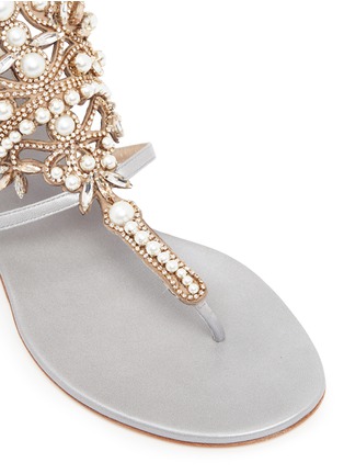 细节 - 点击放大 - RENÉ CAOVILLA - 仿水晶花卉造型平底夹脚凉鞋