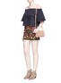 模特示范图 - 点击放大 - ALICE + OLIVIA - 花卉刺绣棉质短裤