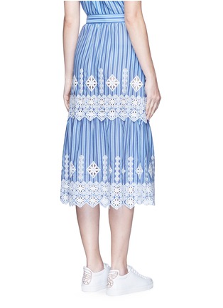 背面 - 点击放大 - MIGUELINA - 刺绣镂空装饰条纹纯棉半身裙