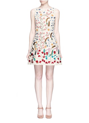 首图 - 点击放大 - ALICE + OLIVIA - 花卉刺绣和拼贴装饰纯棉连衣裙