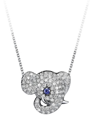 首图 - 点击放大 - BAO BAO WAN - Elephant蓝宝石钻石18k白金小象造型项链