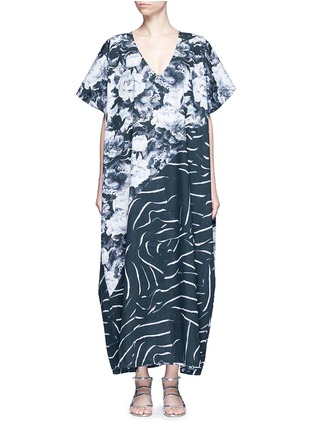 细节 - 点击放大 - WE ARE HANDSOME - 花卉条纹图案纯棉罩衫