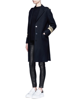 模特示范图 - 点击放大 - NEIL BARRETT - 军装感条纹羊毛大衣